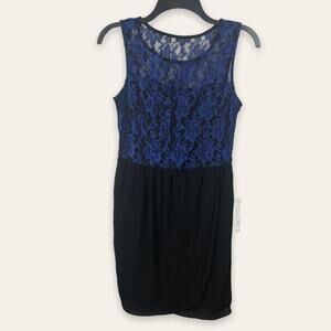 Iz Byer Sleeveless Floral Lace Colorblock "Sapphire" Formal Event Party Dress